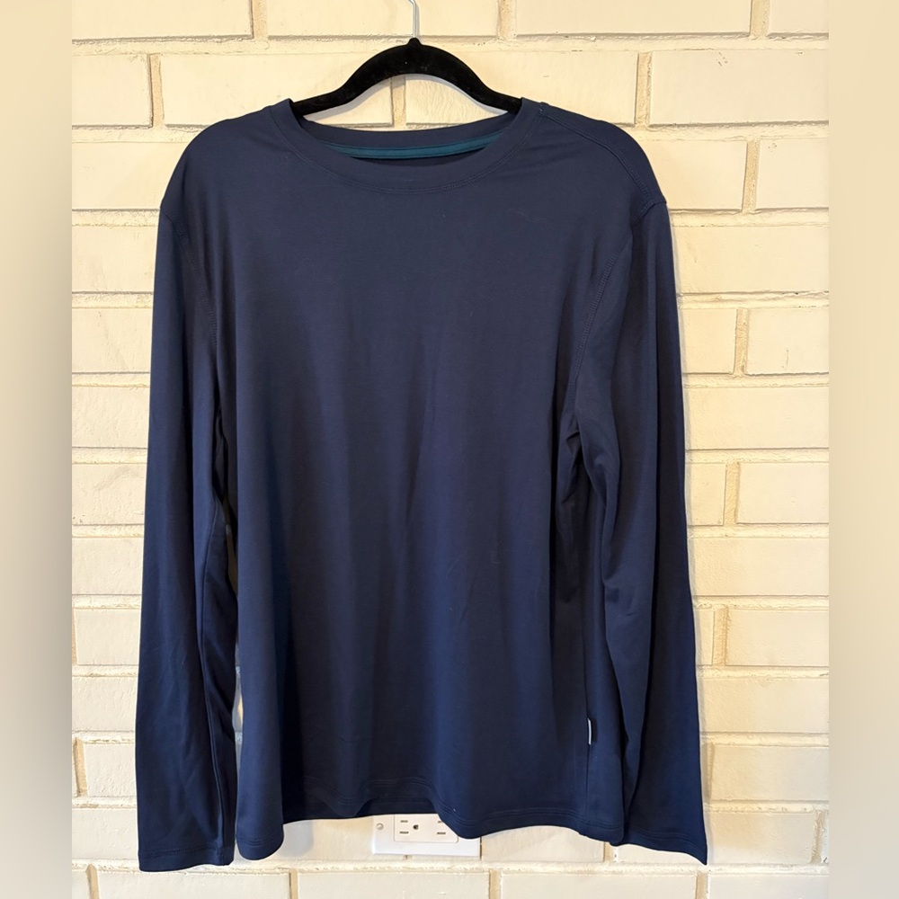 Perry Ellis Deep Blue Crew Neck Long Sleeve Shirt | Size Small